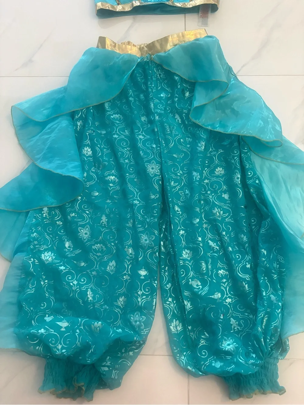 Disney Girls Jasmine Princess Costume, Size 7/8, Turquoise with Gold Trim